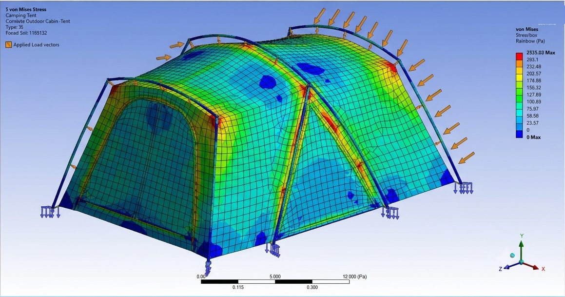 Structural analysis of a large tent frame (representative)