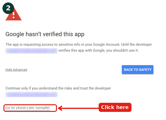 Step 2: click Go to vkvsir.com